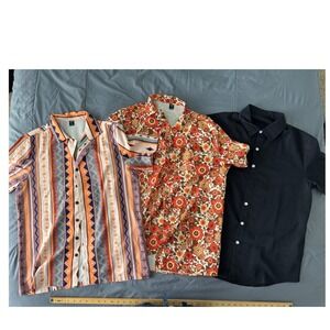 SHEIN Men's Short Sleeve Button Up Shirts Lot of 3